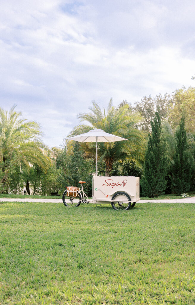 Specialty ice cream cart for wedding reception